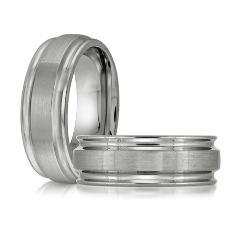 White Tungsten Men's Brushed and Polish Finish Wedding Band Size 10.5