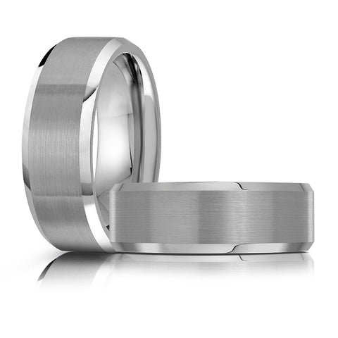 Polished Beveled Tungsten 8mm Wedding Band