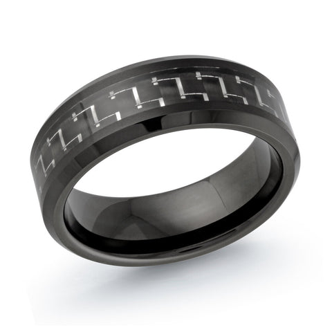 Tungsten Black Enamel Men's Wedding Band Size 11