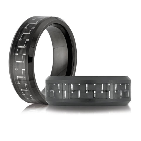 Tungsten Black Enamel Men's Wedding Band Size 11