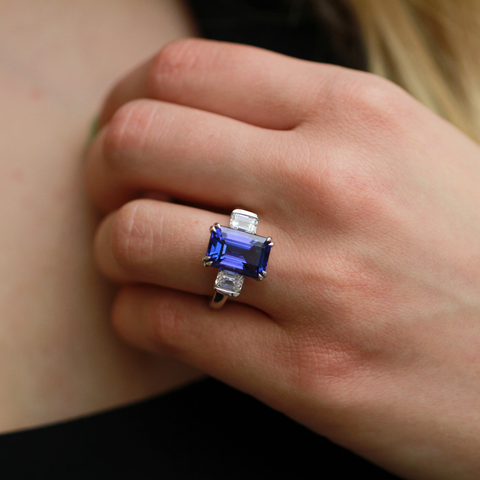 18kt White Gold 7.35ct Tanzanite and Diamond Ring