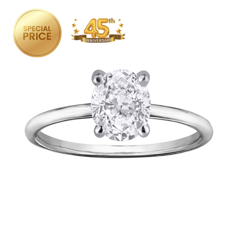 14kt White Gold 1.00ct Lab-Grown Oval Solitaire Diamond Engagement Ring