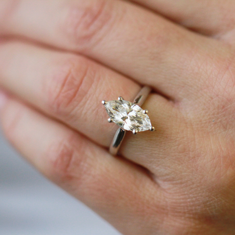 14kt White Gold 2.00ct Marquise Lab-Grown Diamond Engagement Ring