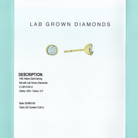 14kt Yellow Gold 0.50cttw Lab-Created Diamond Stud Earrings