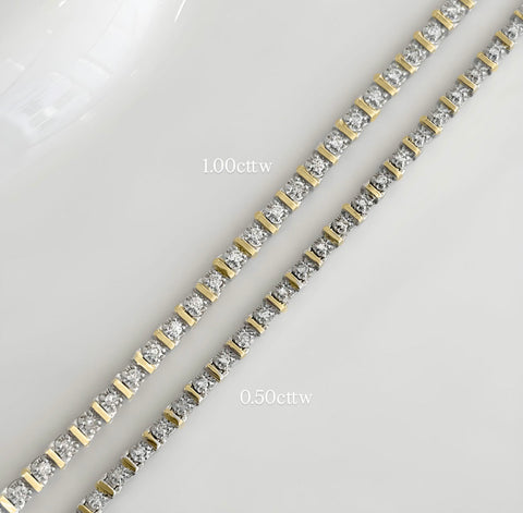 10kt Yellow Gold 1.00cttw Natural Diamonds Tennis Bracelet