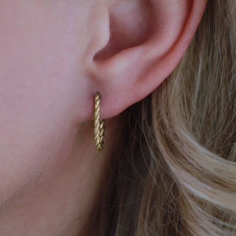 10kt Yellow Gold Rope Twist Hoop Earrings
