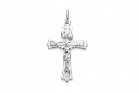 10kt White Gold Crucifix Open Pendant