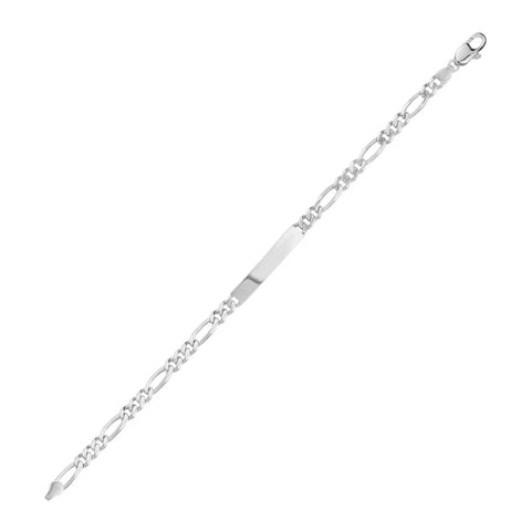 Sterling Silver ID Figaro Chain Bracelet 8.5-Inch