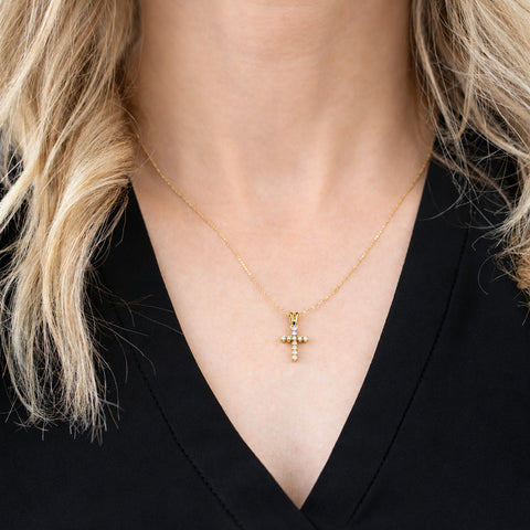 10kt Yellow Gold 0.10cttw Diamond Cross Pendant