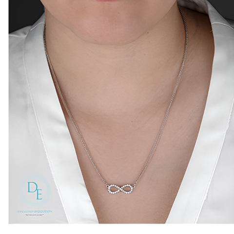 Sterling Silver Infinity 0.32cttw Lab-Grown Diamond Necklace