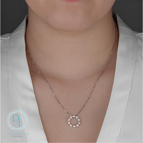 Sterling Silver Circle 0.50cttw Lab-Grown Diamond Necklace