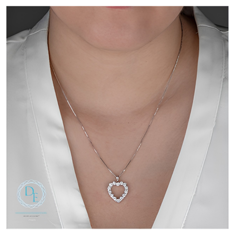 Sterling Silver 1.00cttw Lab-Grown Diamond Heart Pendant