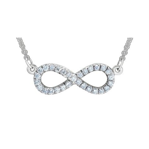 Sterling Silver Infinity 0.32cttw Lab-Grown Diamond Necklace