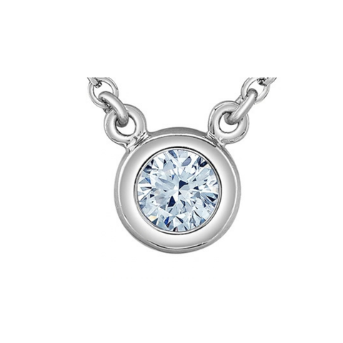 Sterling Silver 0.15ct Bezel Setting Lab-Grown Diamond Pendant