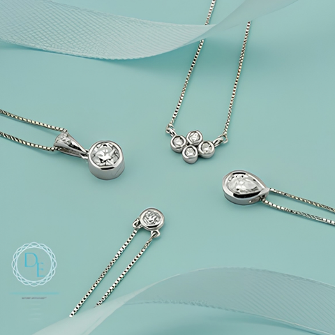 Sterling Silver Four Bezel Setting Lab-Grown Diamond Pendant