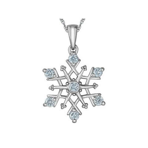 Sterling Silver Snowflake Lab-Grown Diamond Pendant