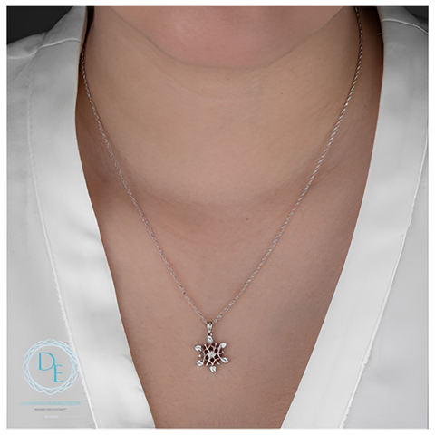 Sterling Silver Snowflake Lab-Grown Diamond Pendant