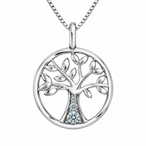 Sterling Silver Tree of Life Lab-Grown Diamond Pendant