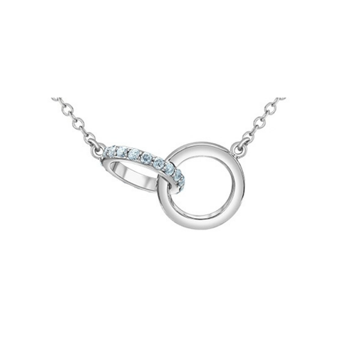 Sterling Silver Double Circle 0.30cttw Lab-Grown Diamond Necklace