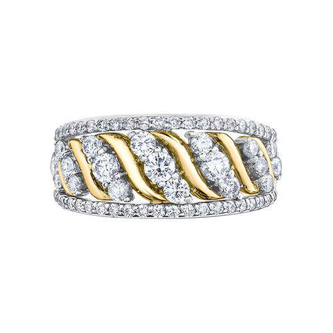 10kt White and Yellow Gold 1.00cttw Waved Diamond Ring