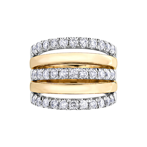 10kt Two-Tone Gold 1.50cttw Diamond Wide Dinner Ring