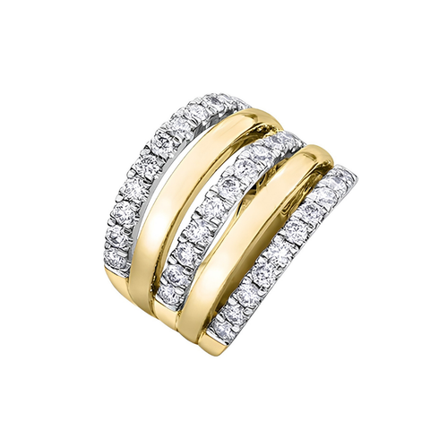 10kt Two-Tone Gold 1.50cttw Diamond Wide Dinner Ring