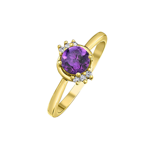 10kt Yellow Gold Amethyst and Diamond Ring