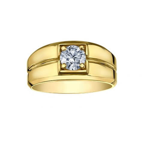 14kt Yellow Gold 1.03ct Lab-Grown Round Diamond Unisex Wide Ring