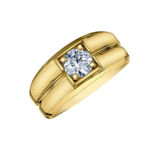14kt Yellow Gold 1.03ct Lab-Grown Round Diamond Unisex Wide Ring