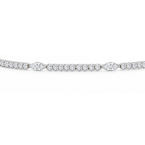 14kt White Gold 4.48cttw Marquise and Round Diamond Tennis Bracelet