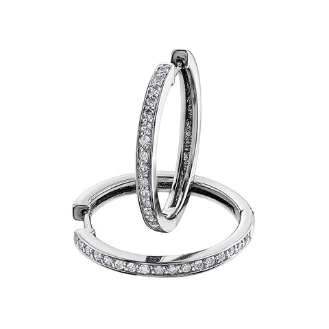 10kt White Gold 0.25cttw Diamond Hoop Earring