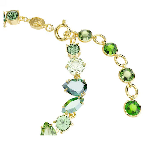 Swarovski Gema bracelet Mixed cuts, Green, 18k gold finish