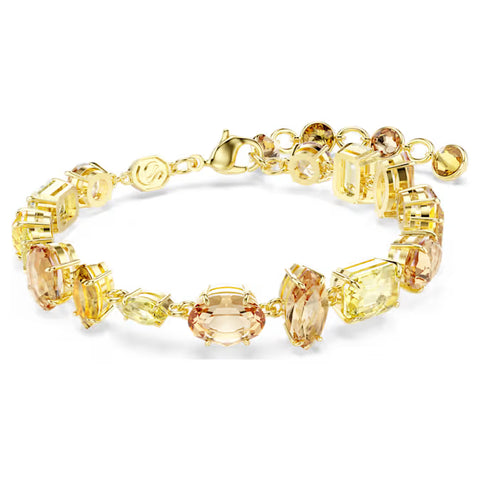 Swarovski Gema bracelet Mixed cuts, Yellow, 18k gold finish