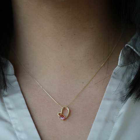 10kt Yellow Gold Sunrise Topaz Heart Pendant