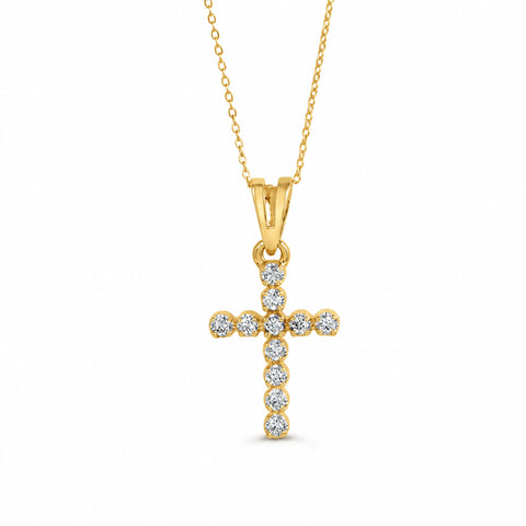 10kt Yellow Gold 0.10cttw Diamond Cross Pendant