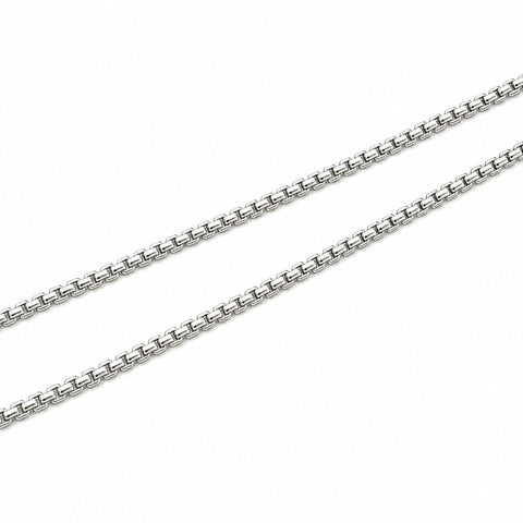Sterling Silver VET140 Rhodium Rounded Box Link Chain 22-inch