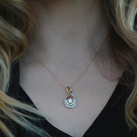 14kt Two Tone Gold 1.16cttw Lab-Grown Diamond Infinity Pulse Pendant