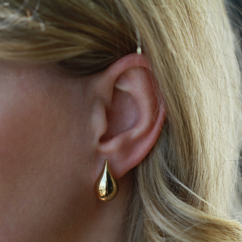 10kt Yellow Gold Large Raindrop Stud Earrings