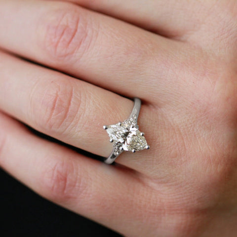 Platinum 2.21cttw Lab-Grown Marquise Diamond Engagement Ring