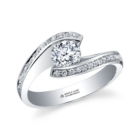 14kt White Gold 1.17cttw Maple Leaf Certified Canadian Diamond Engagement Ring