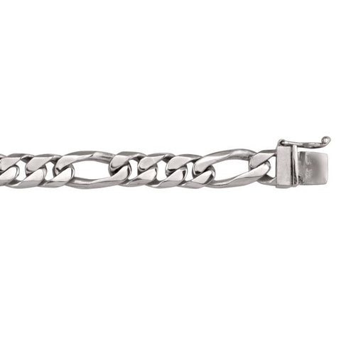 10kt White Men's Figaro Chain Bracelet 9-inch