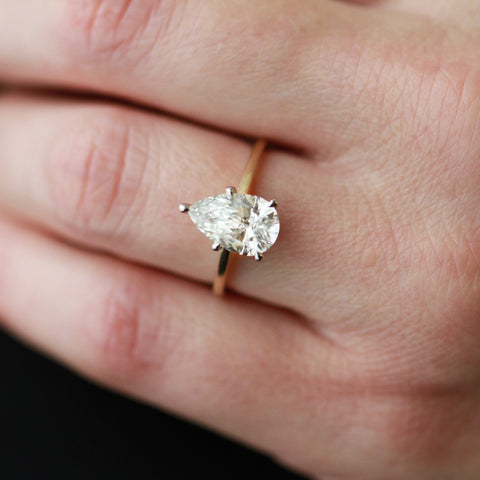 14kt Two-Tone Gold 1.56ct Lab-Created Pear Engagement Ring
