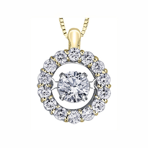 14kt Two Tone Gold 2.00cttw Certified Canadian Diamond Round Pulse Pendant