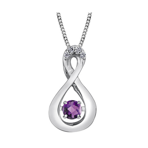 10kt White Gold Pulse Amethyst And Diamond Infinity Pendant