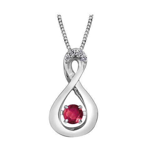 10kt White Gold Pulse Garnet and Diamond Infinity Pendant