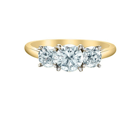 14kt Two-Tone Gold 2.01cttw Lab-Grown Three Across Engagement Ring