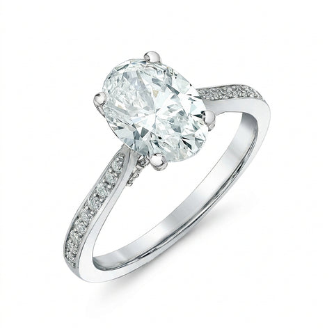 Platinum 2.32cttw Lab-Created Oval Diamond Engagement Ring