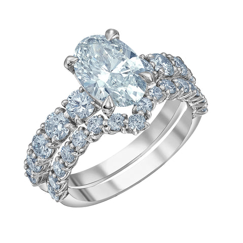 14kt White Gold 3.00cttw Lab-Created Oval Diamond Engagement Ring