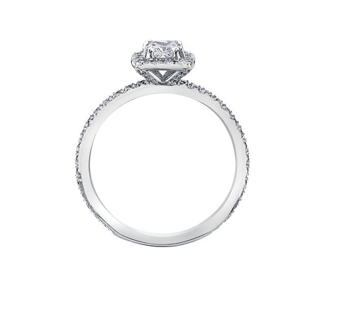 18kt White Gold 1.07cttw Princess Cut Certified Canadian Diamond Center Halo Engagement Ring