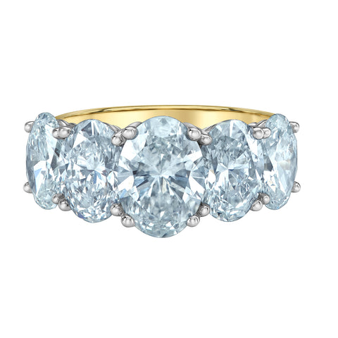14kt White Gold 5.09cttw Lab-Created Diamond Five-Across Engagement Ring
